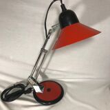 Table lamp Aluminor adjustable red metal chrome vintage