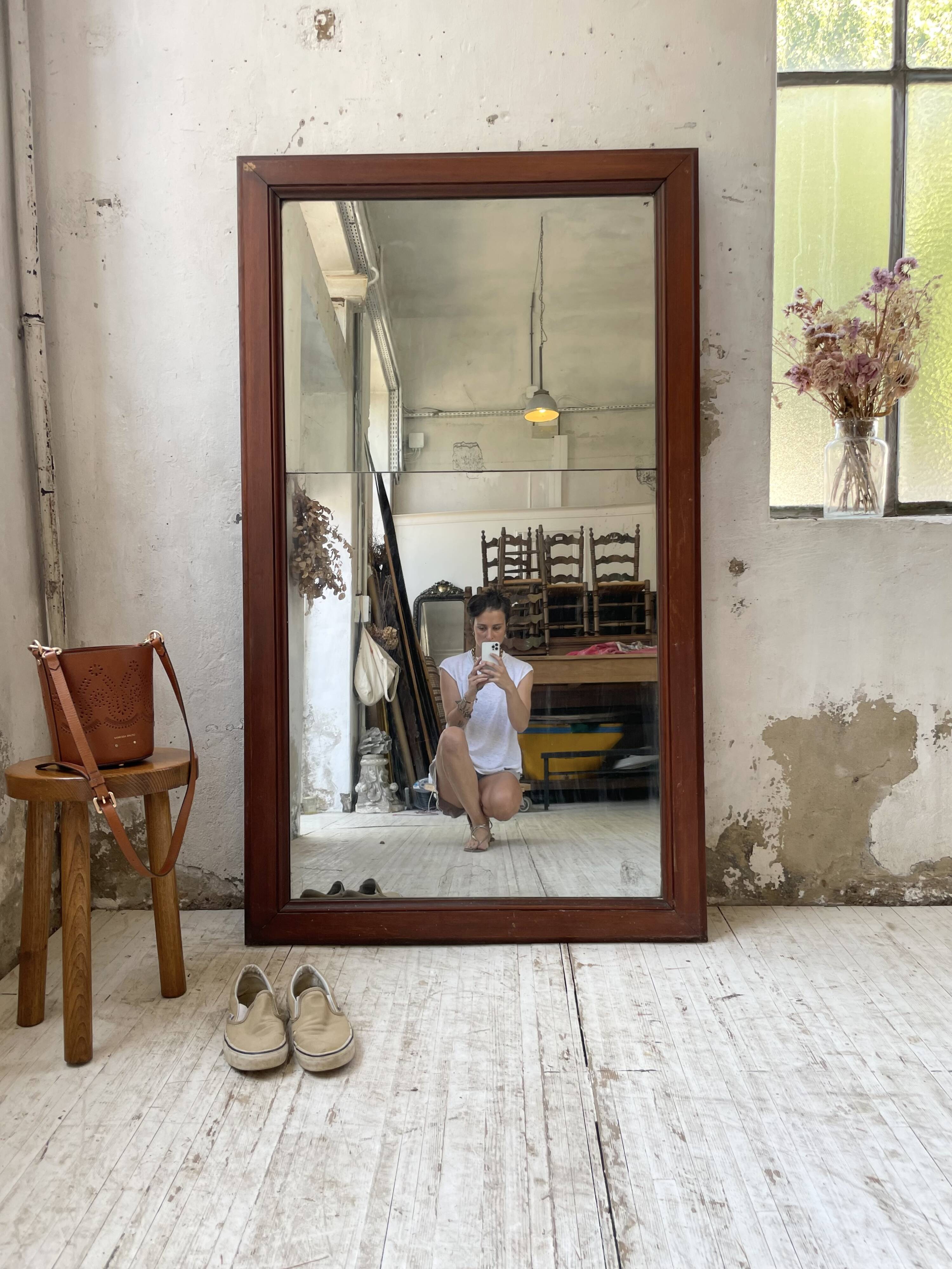 Late 19th century XL wooden mirror