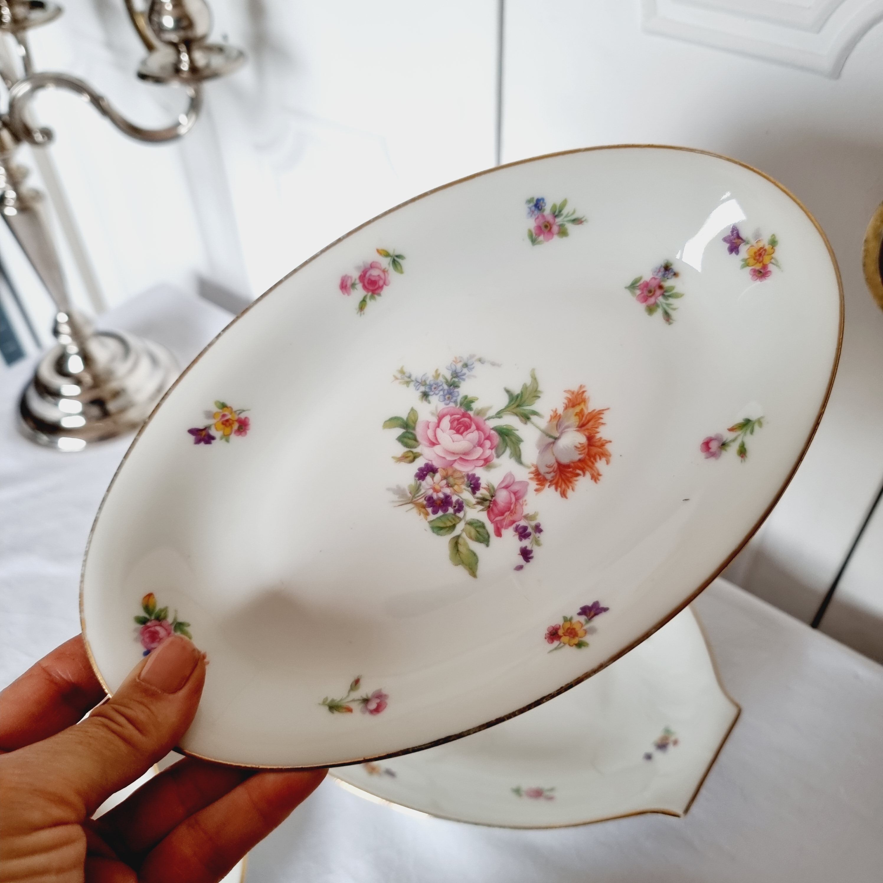 4 German Porcelain Serving Dishes from Bavaria Flores