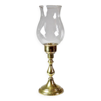 Large brass tealight holder and glass globe