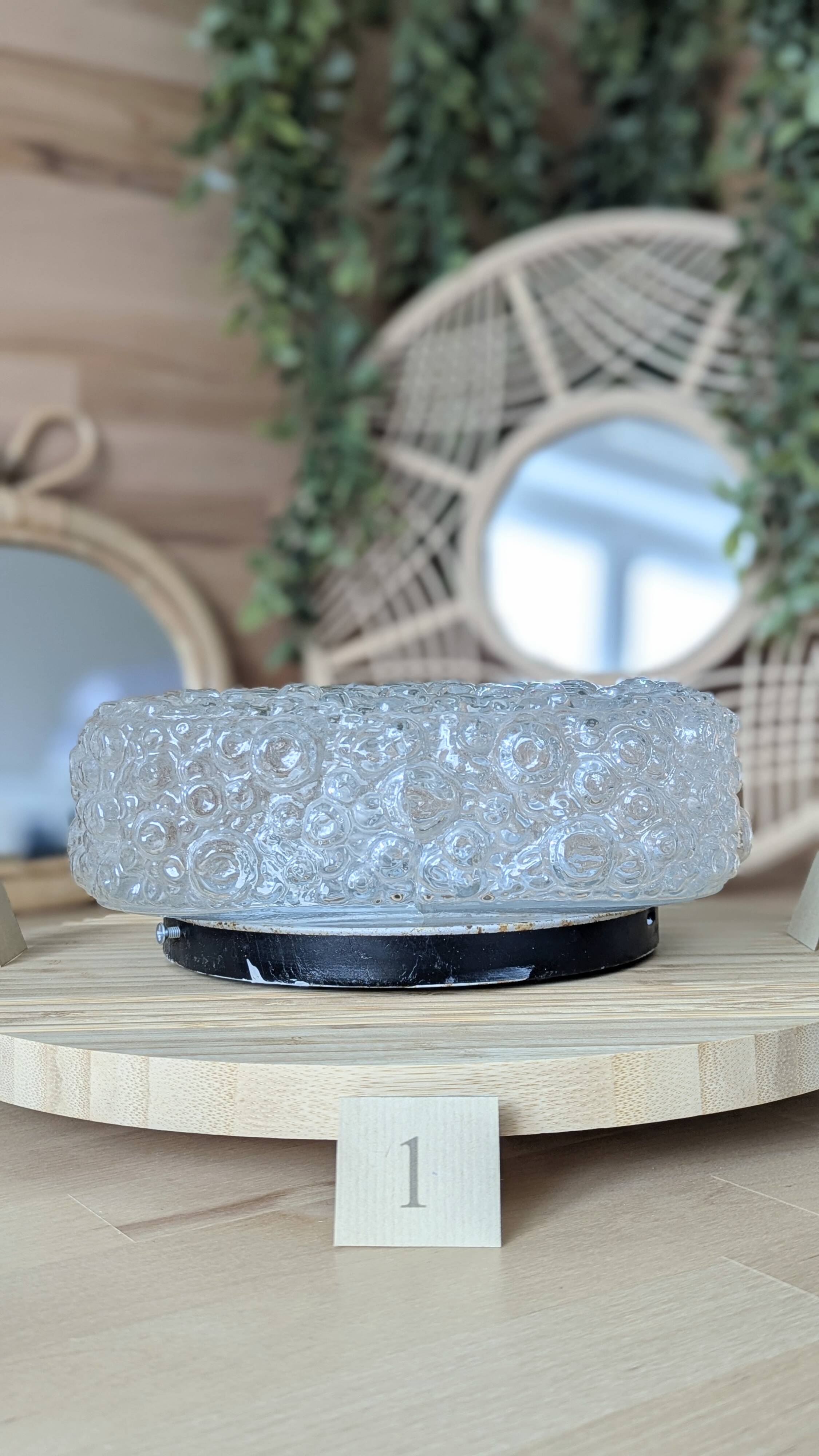 Square ceiling light with bubbled glass