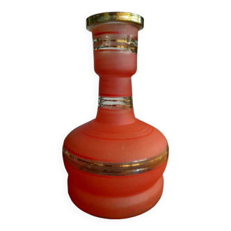 Vase en verre rouge & dorures style Art Déco