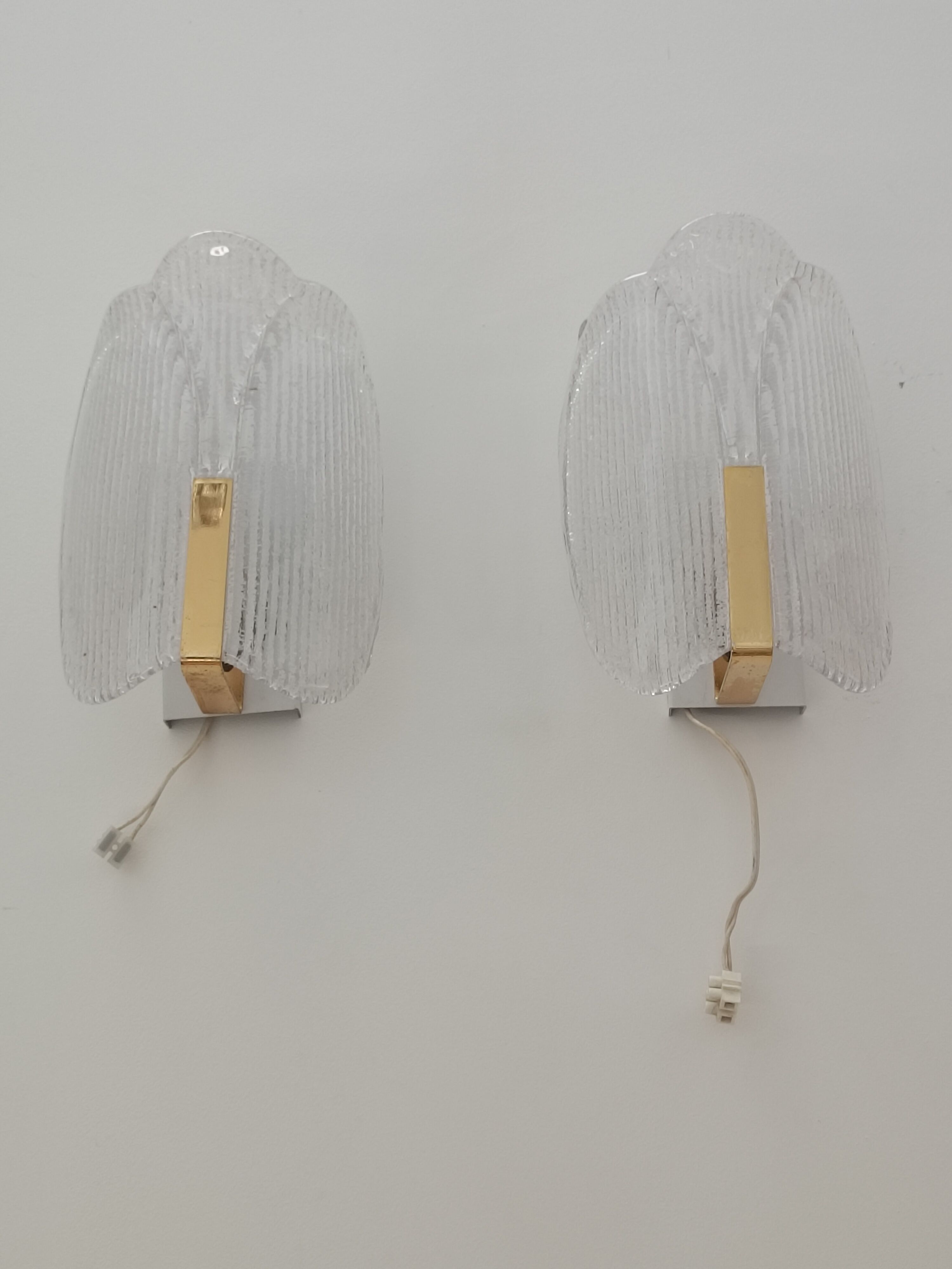 Wall sconces by Carl Fagerlund for Orrefors 1970s