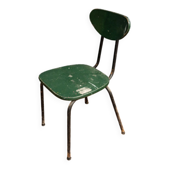 Petite chaise tubulaire pour enfant 1960 assise verte