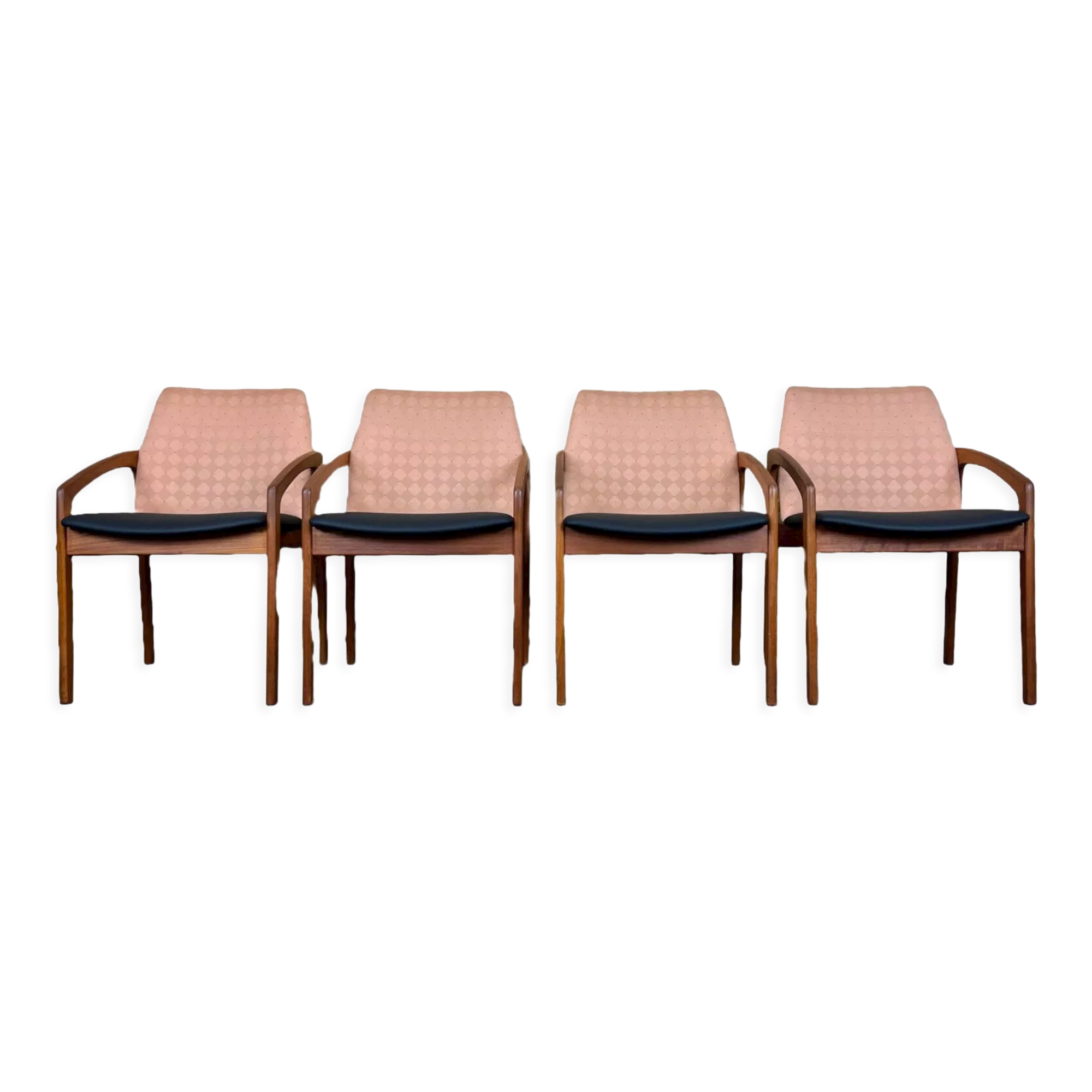 Teak dining chairs model 23 by Henning Kjaernulf for Korup Stolefabric