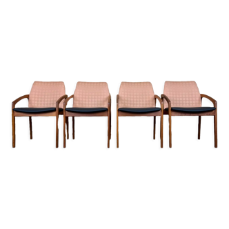 Teak dining chairs model 23 by Henning Kjaernulf for Korup Stolefabric