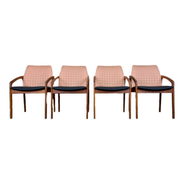 Teak dining chairs model 23 by Henning Kjaernulf for Korup Stolefabric
