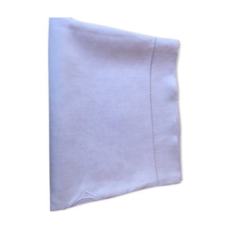 Drap lin blanc ancien à jours et monogramme TD 168 X 300 cm