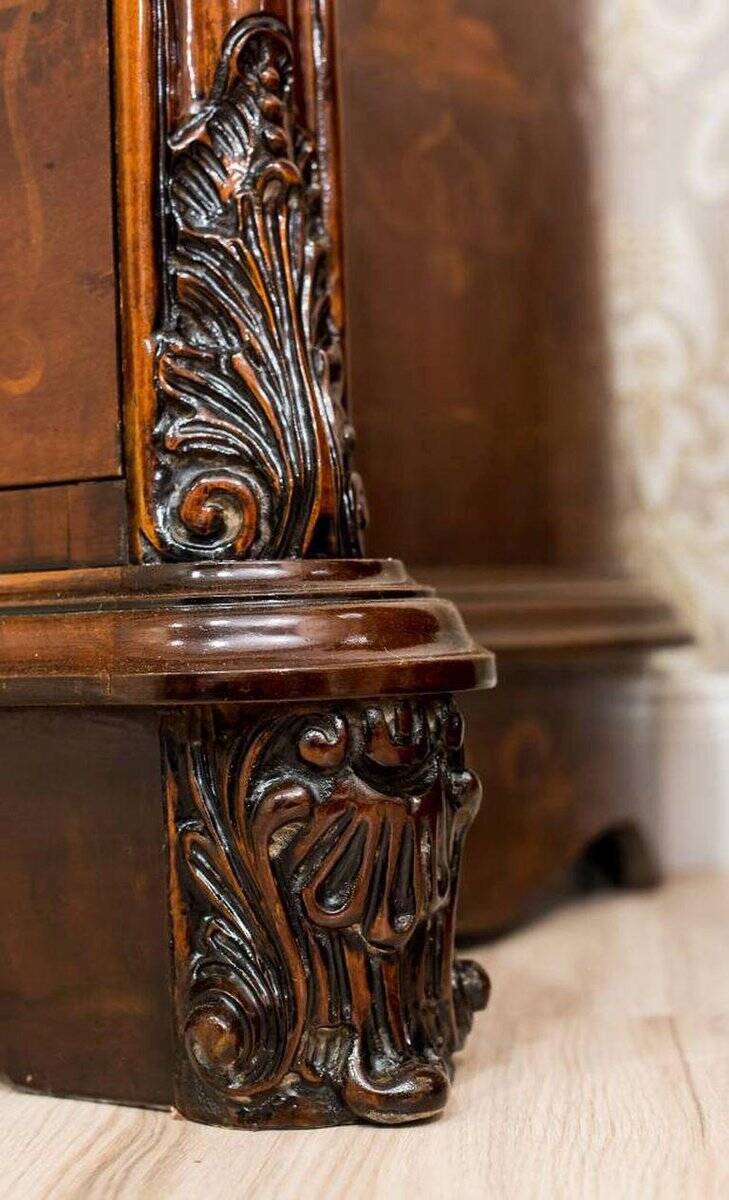 French Louis XV Style Walnut Marquetry Commode, 1950s