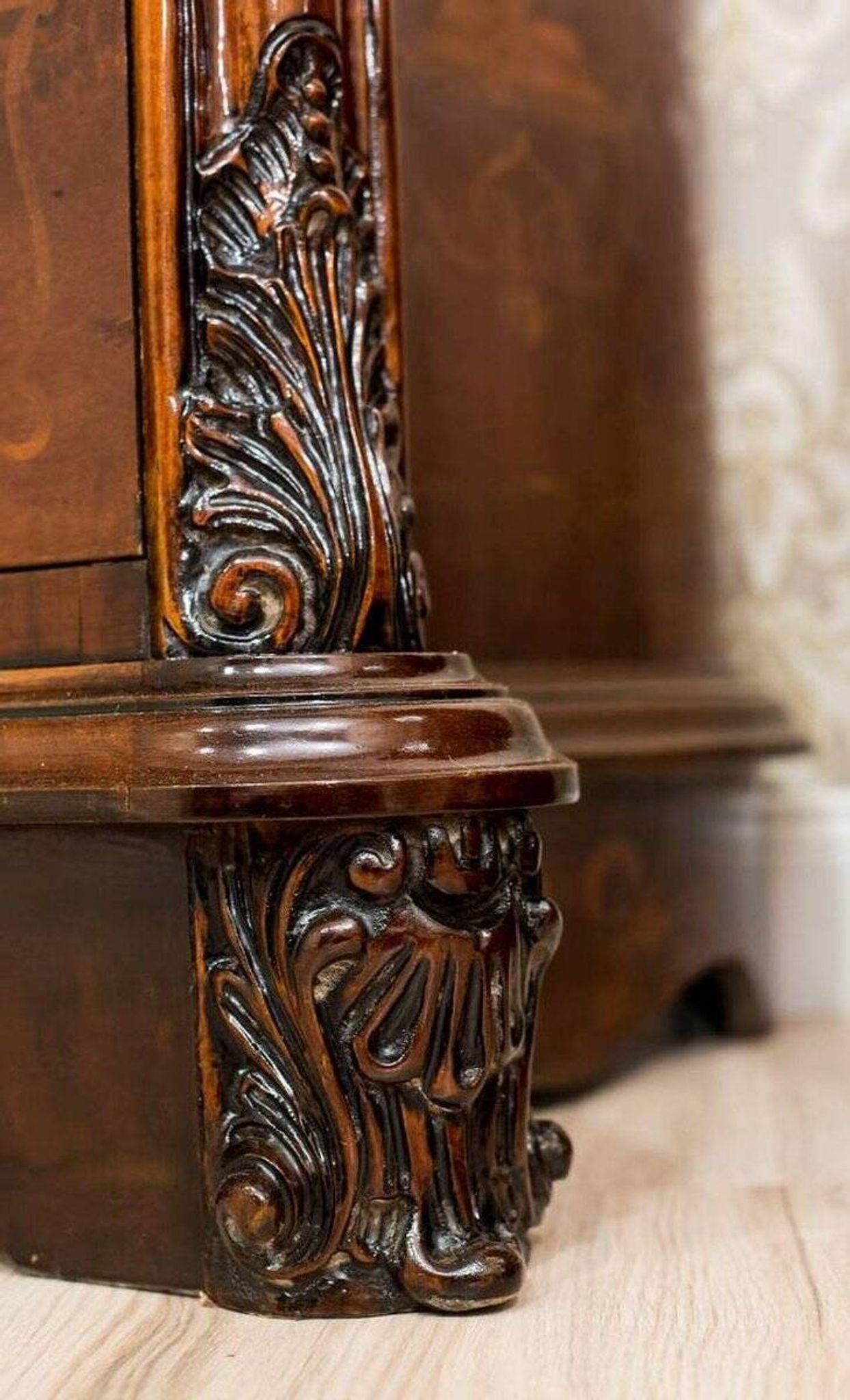French Louis XV Style Walnut Marquetry Commode, 1950s