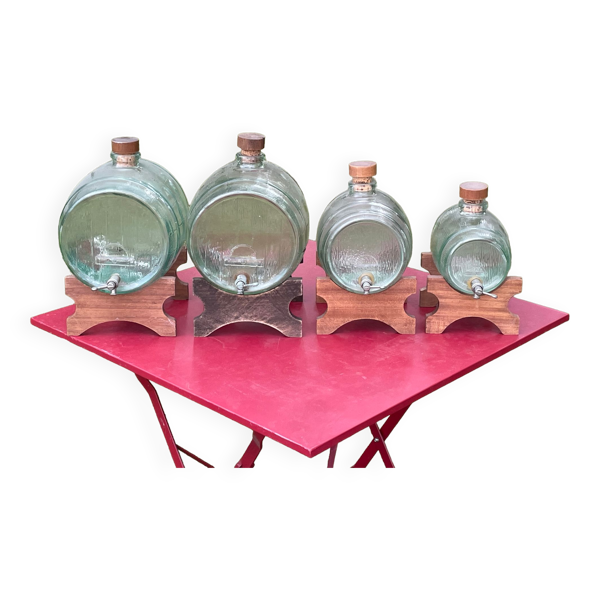 Lot de 4 barriques en verre