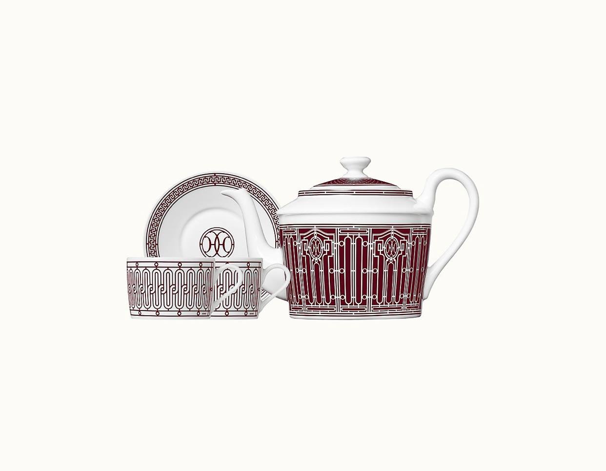 Hermes box - teapot, 2 tea cups, 2 plates - H Deco collection