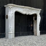 Louis XV Style Fireplace In Carrara Marble Circa 1880