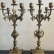 Pair of five-light gilded bronze candelabras, Napoleon III, 19th century.