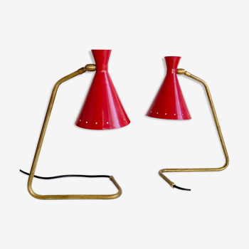Pair of Italian "casserole" lamps. Design 50s