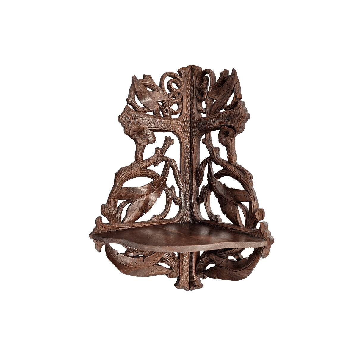 Antique Black Forest Corner Wall Console, late 1800s