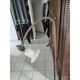 Brass floor lamp with glass shade