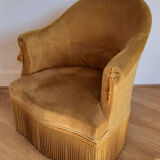 Fauteuil crapaud en velours jaune