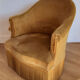 Fauteuil crapaud en velours jaune