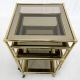 1970's italian brass & smoked glass nesting tables