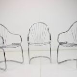 Midcentury set of three chrome dining chairs