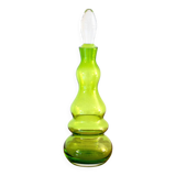 Vintage Green Decanter, Sculpted Glass Carafe, Rare Item, Wet Bar Decor