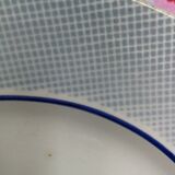 Plat rond ancien Digoin Sarreguemines liseré bleu vichy vintage