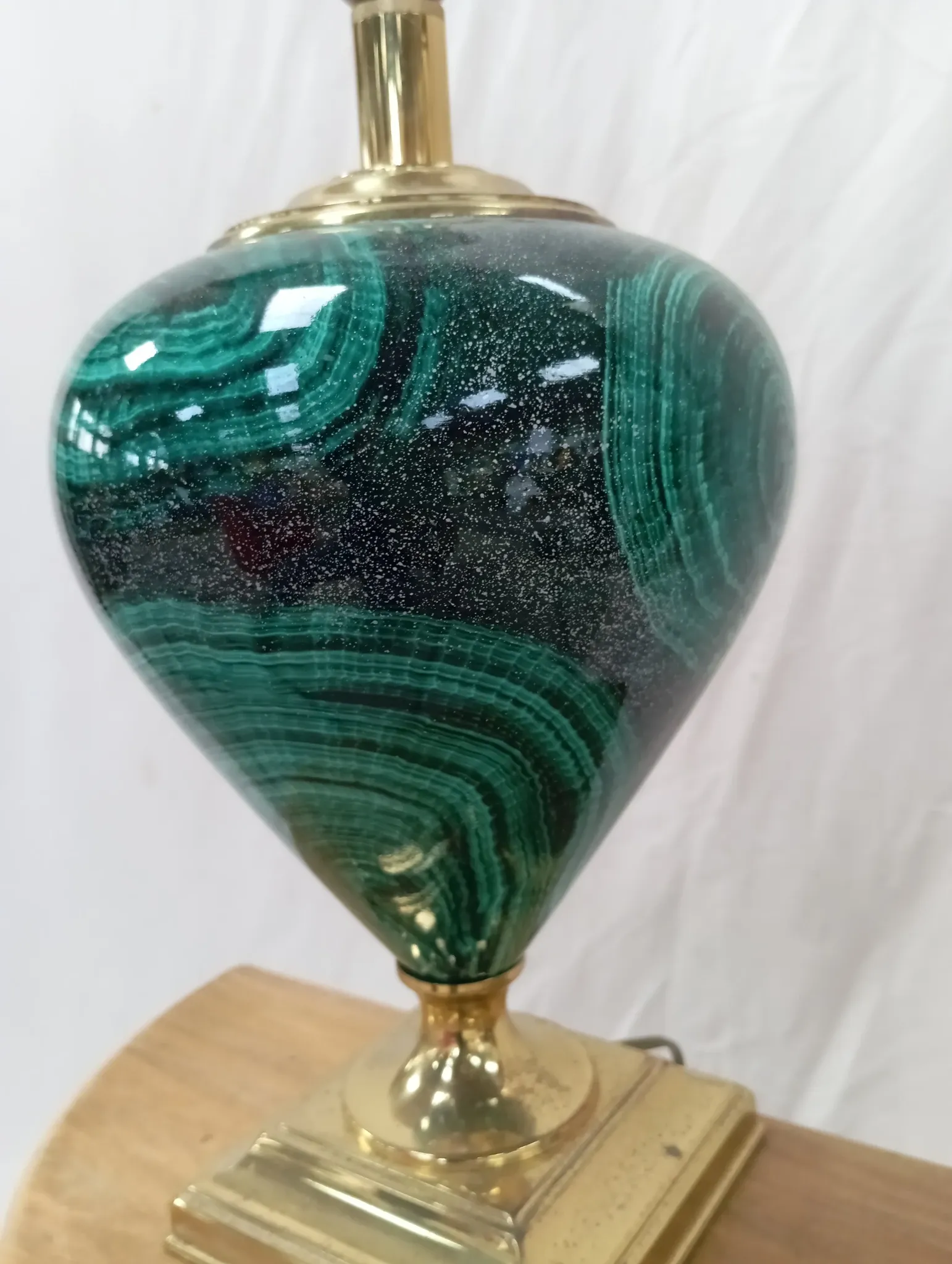 Ceramic lamp with gold metal from the 80s