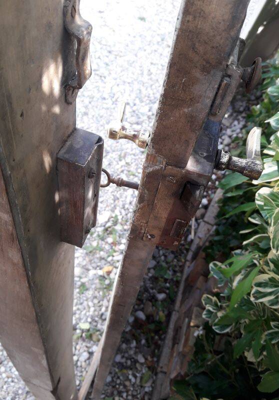 Old glazed door 211.5x105.5cm and its entrance door frame.