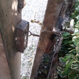 Old glazed door 211.5x105.5cm and its entrance door frame.