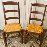 Lot de 2 chaise bois et paille