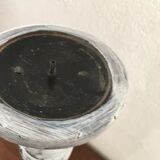 Large candlestick in white patinated wood.