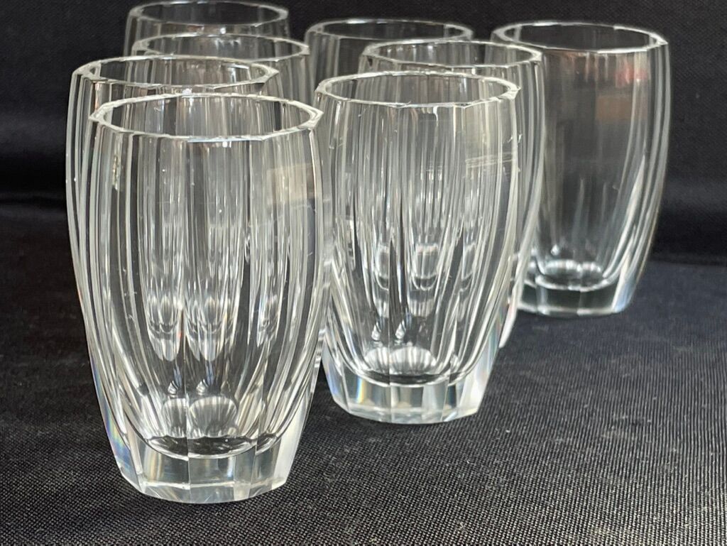 Liquor cabaret - Art Deco - Blown and cut crystal, mahogany or ebony macassar and stainless steel