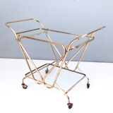 Brass Serving Cart with Glass Shelves, Italy