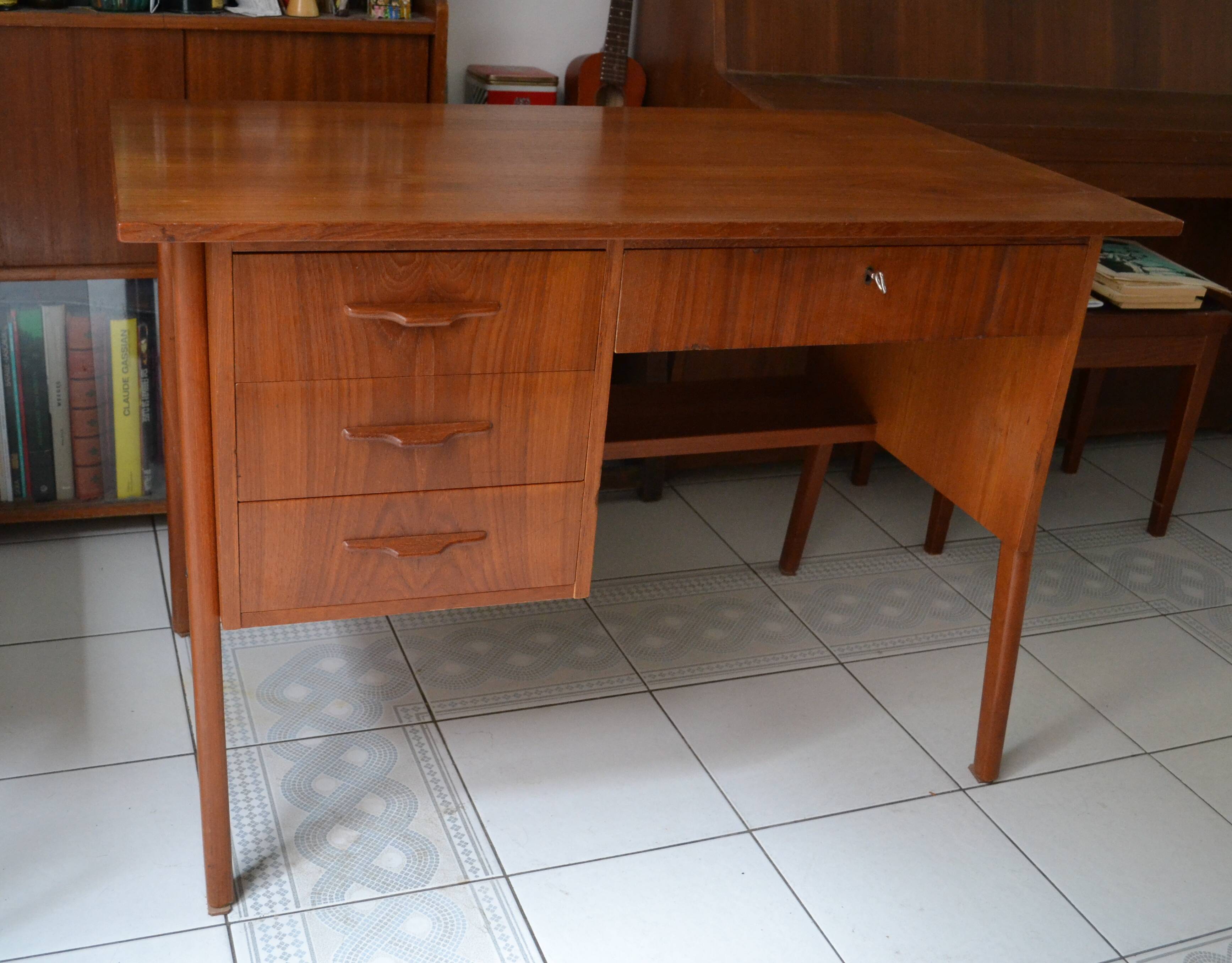 Scandinavian office 60s teak foot compass