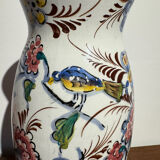 Glazed earthenware vase – floral and bird decoration –