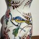 Glazed earthenware vase – floral and bird decoration –