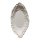 Antique leaf-shaped white English slipware dish.