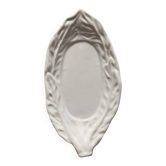 Coupelle ancienne feuille en barbotine blanche anglaise