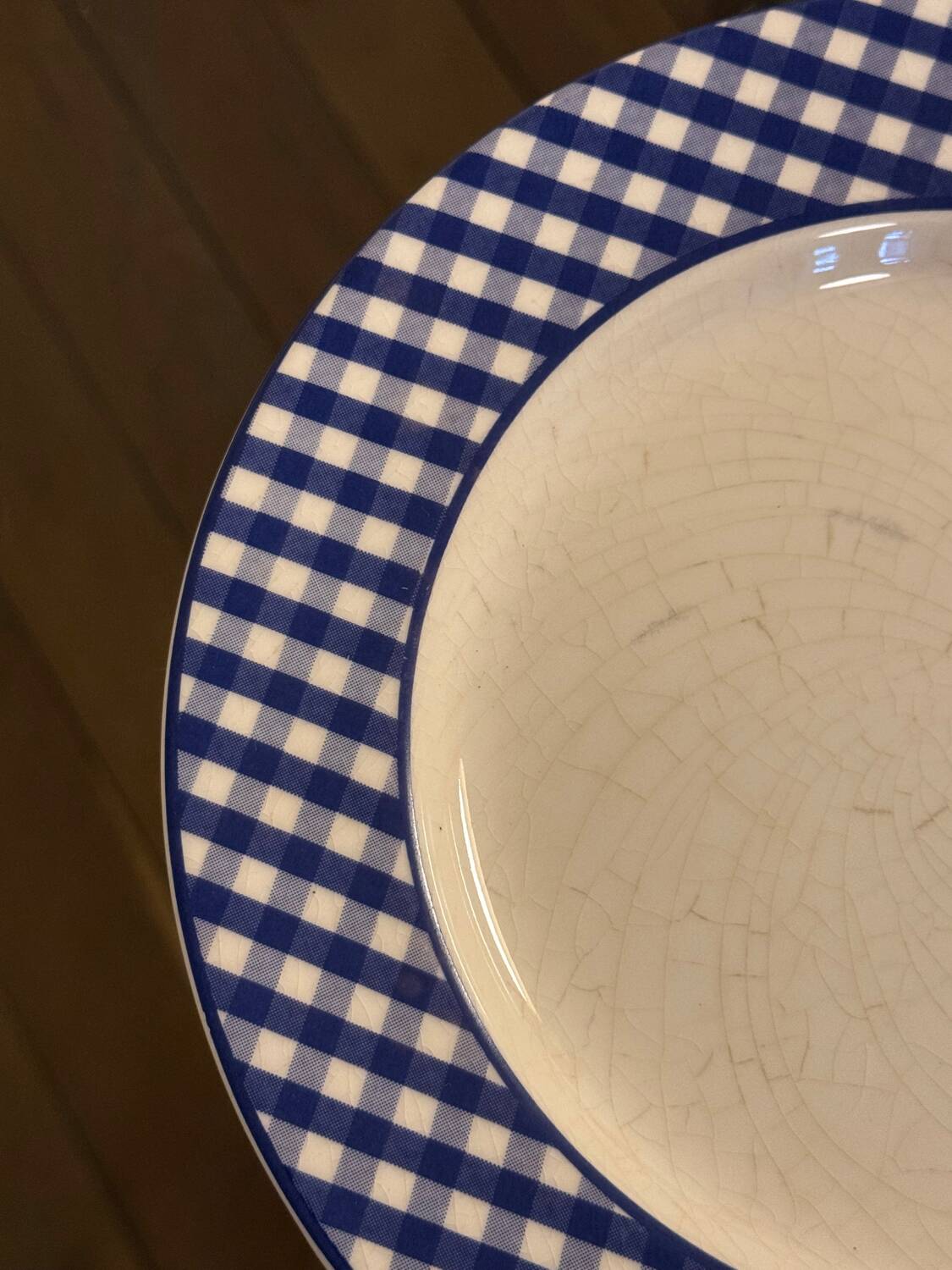 Blue Vichy dessert plates