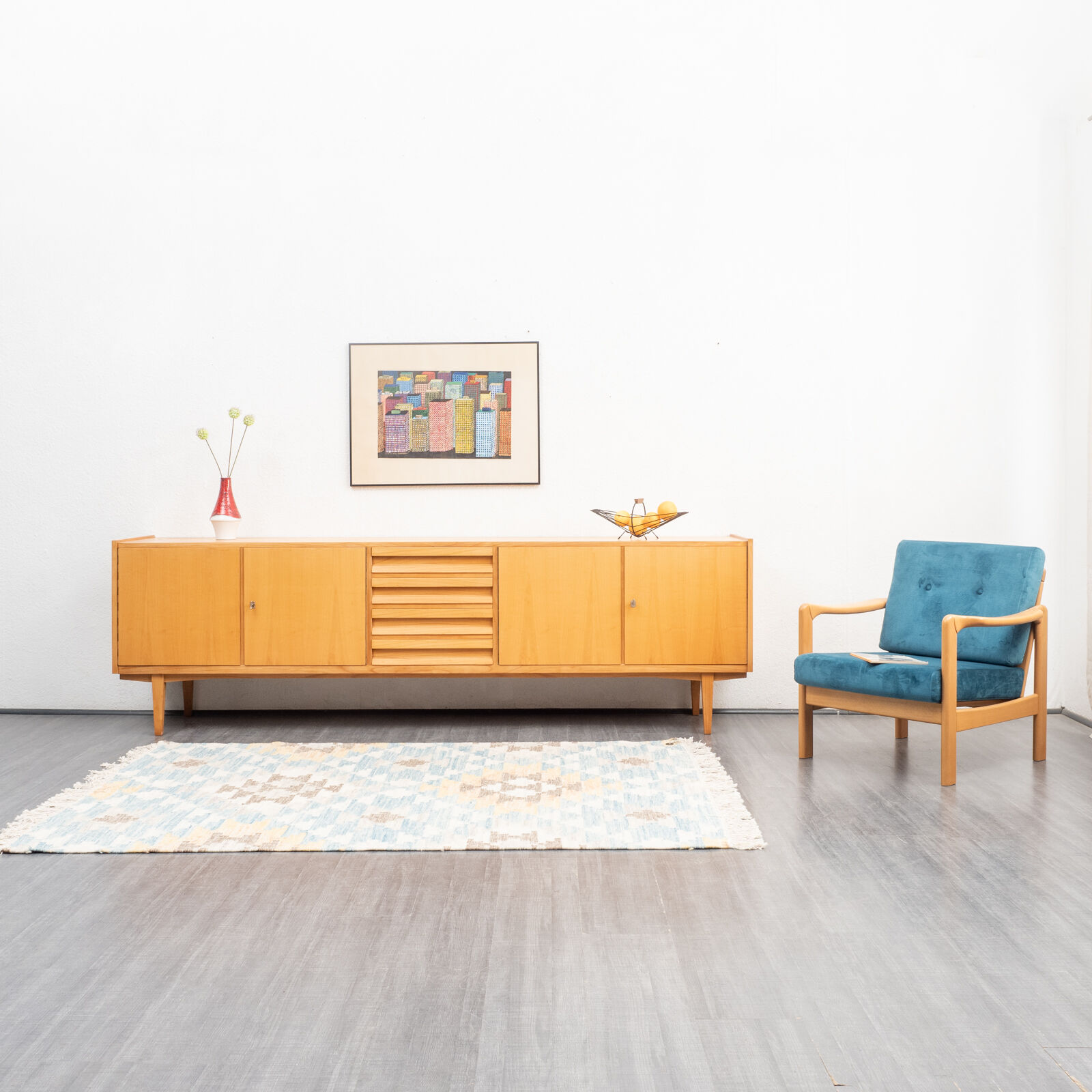 Enfilade années 60, cerisier, restauré, 250cm