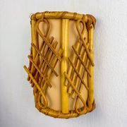 Pair of mid-century rattan wall sconces, circa 1970s, Italy