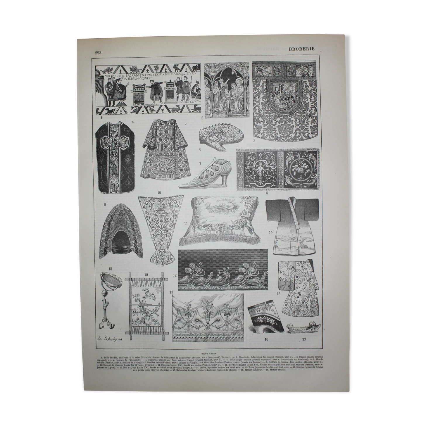 Engraving • embroidery, sewing, knitting • original lithograph from 1898
