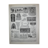 Engraving • embroidery, sewing, knitting • original lithograph from 1898