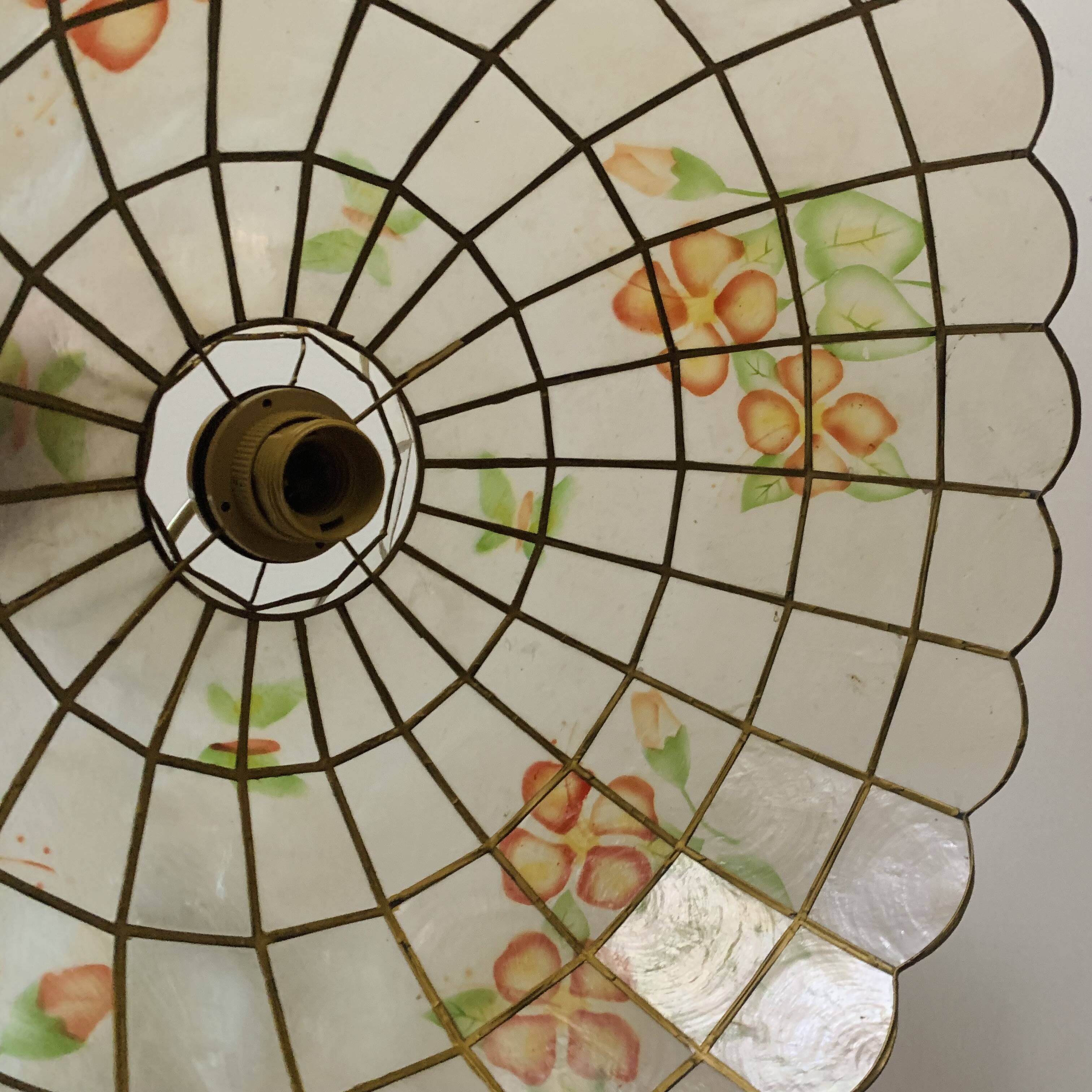 Vintage mother-of-pearl and brass pendant/chandelier