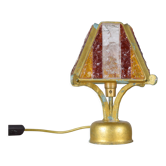 Brutalist table lamp in metal and hammered murano by longobard italy