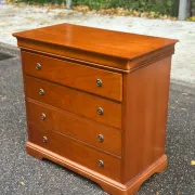 Chest of drawers with 4 drawers in Louis Philippe style, stained cherry wood, 1980.