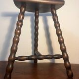 Solid wood tripod stool with turned legs