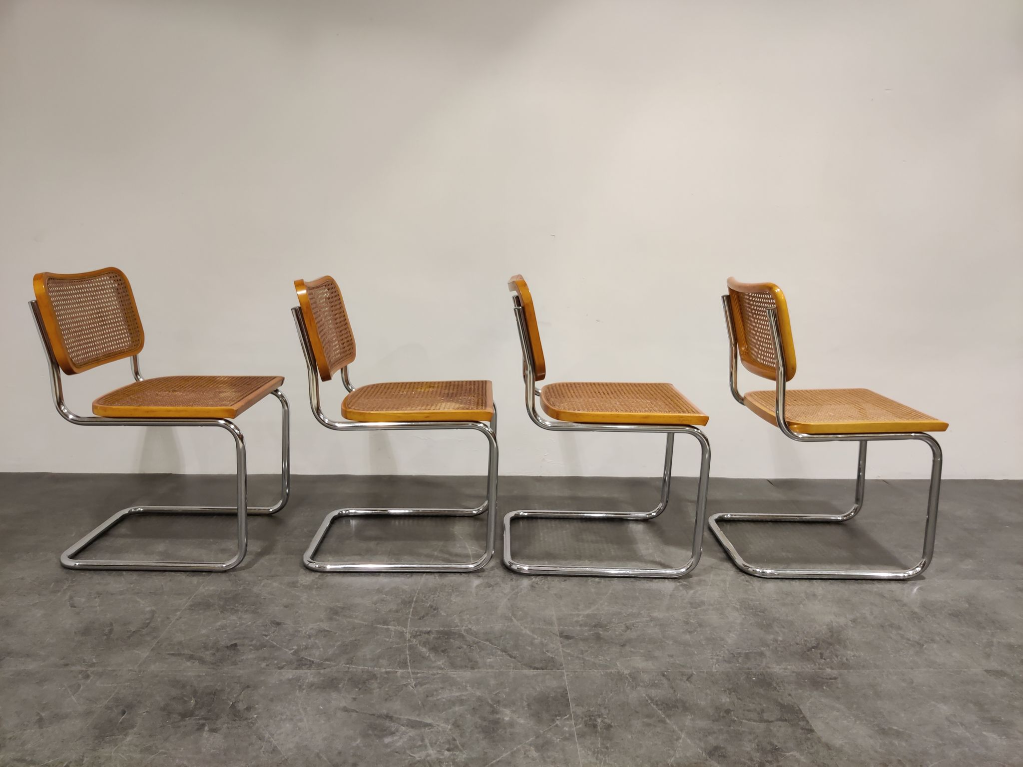 Set of 4 Cesca chair by Marcel Breuer, made in italy, 1970
