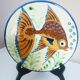 Ceramic plate of art, glazed terracotta, signed Puigdemont, 60s